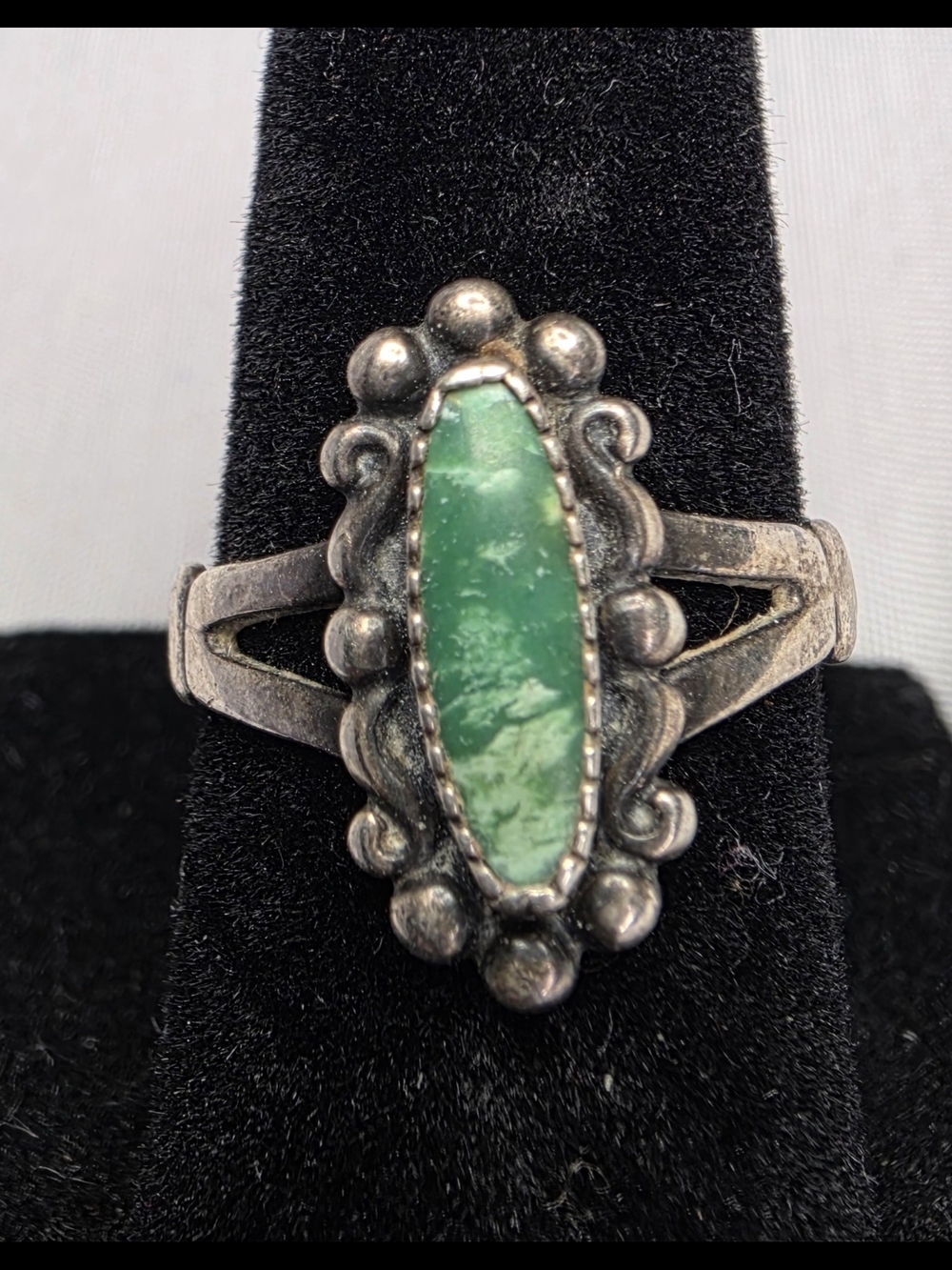 Vintage Bell Trading Post sterling silver ringw Green Turquoise, SZ 5